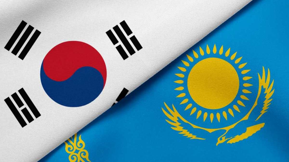 Флаг Казахстана и Южной Кореи