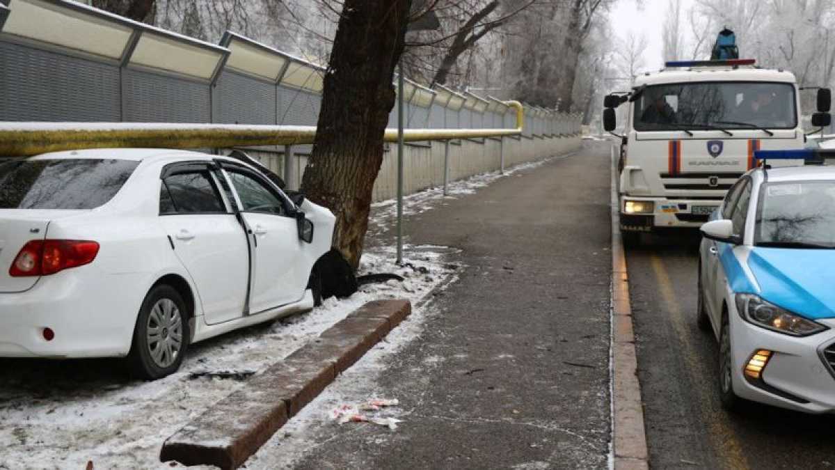 Водитель врезался в дерево и вылетел через лобовое стекло в Алматы