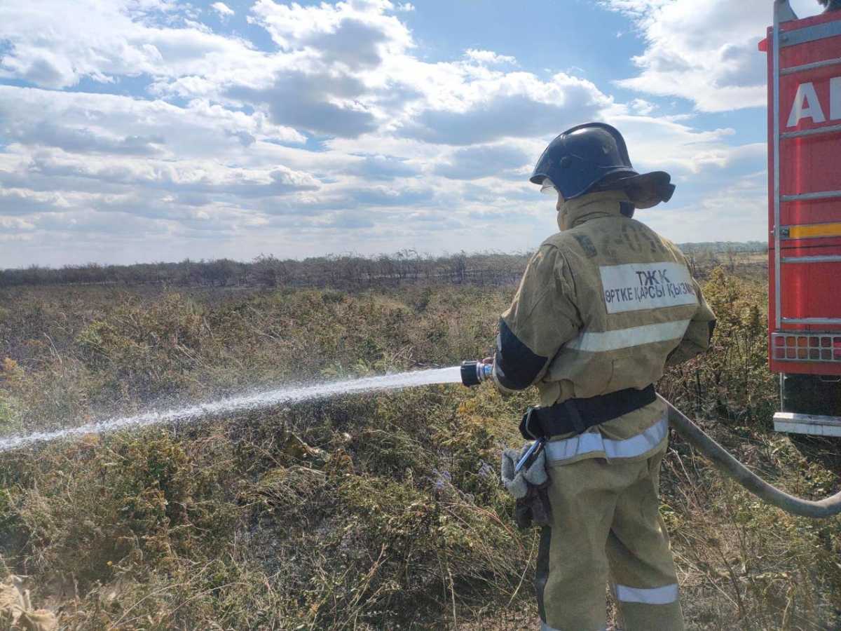 В Улытауской области потушили крупный степной пожар