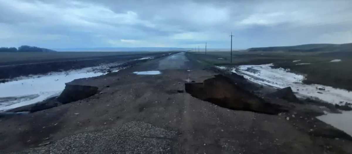 В Жетысуской области размыло участок дороги