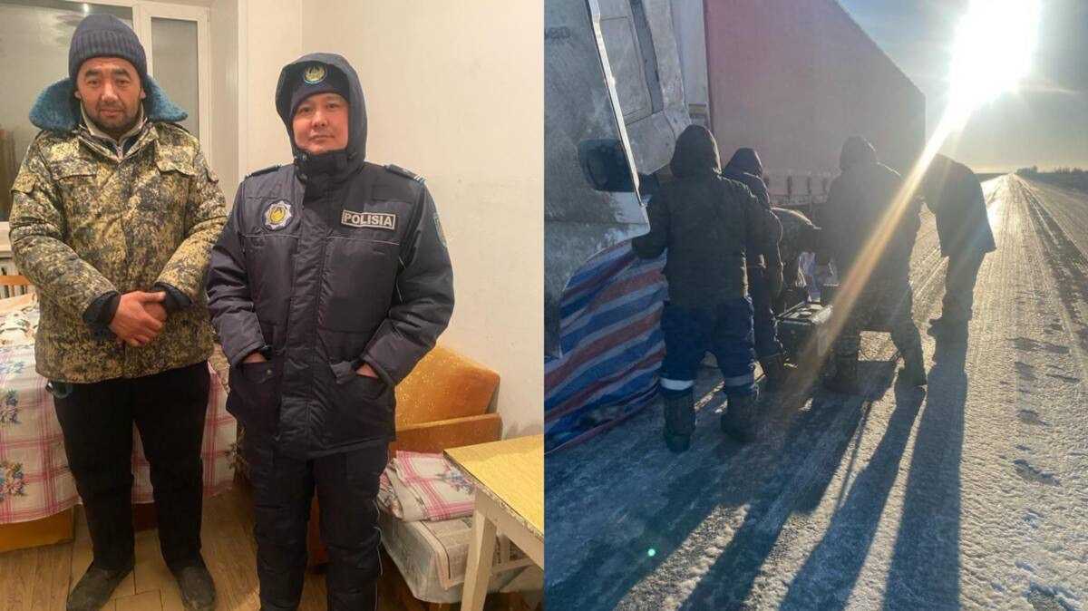 Застрявший на трассе большегруз охраняли всю ночь в Павлодарской области