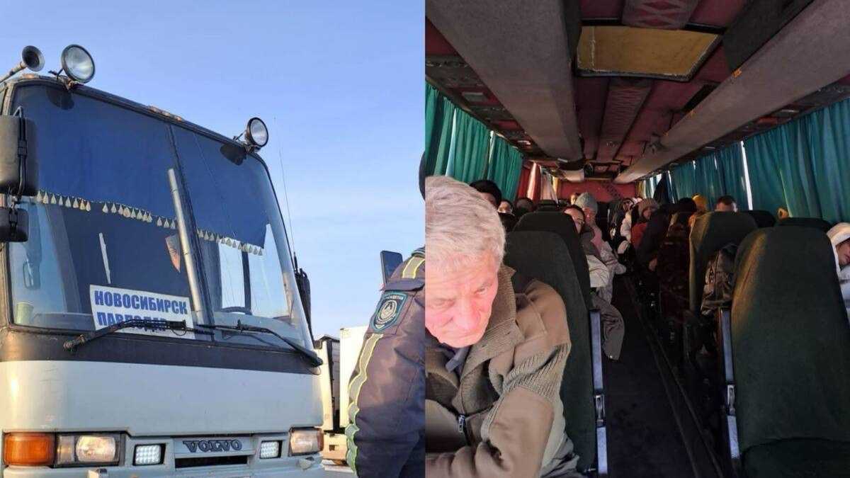 Сломавшийся автобус, ехавший из Новосибирска, сопроводили полицейские Павлодара