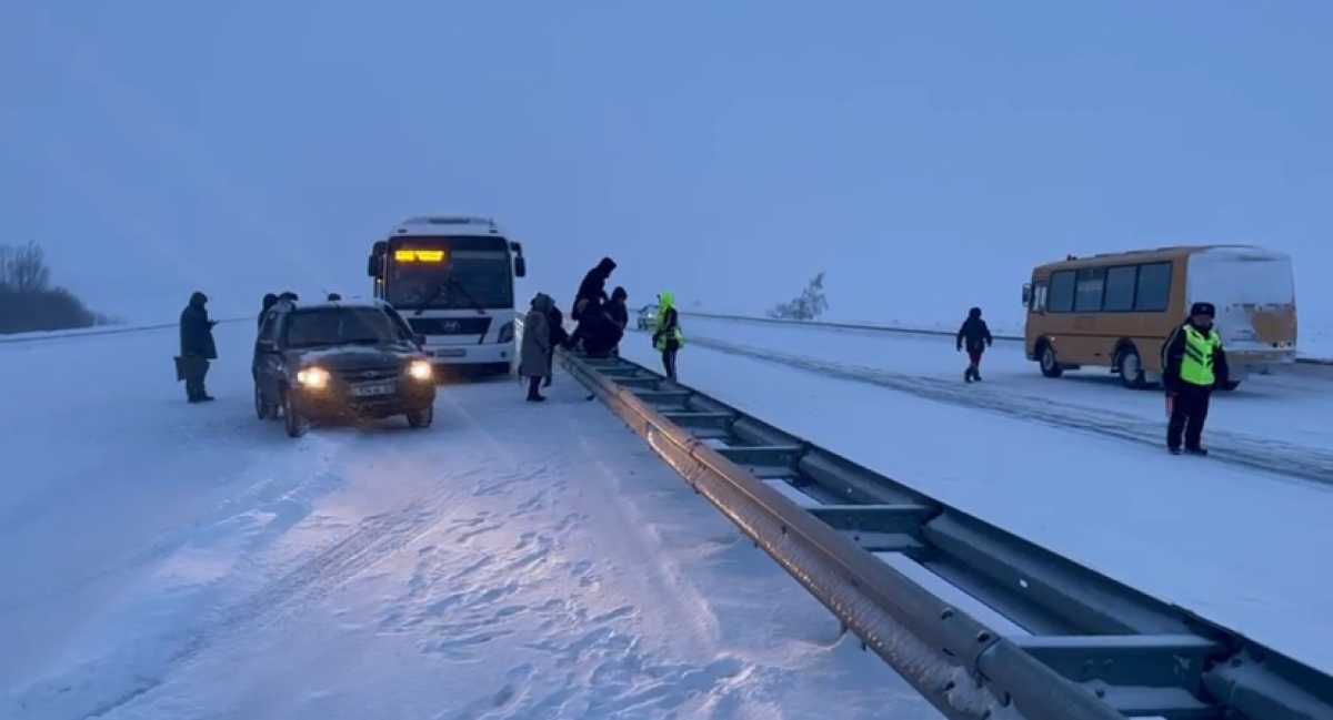Россиян эвакуировали из сломавшегося на трассе автобуса в Акмолинской области