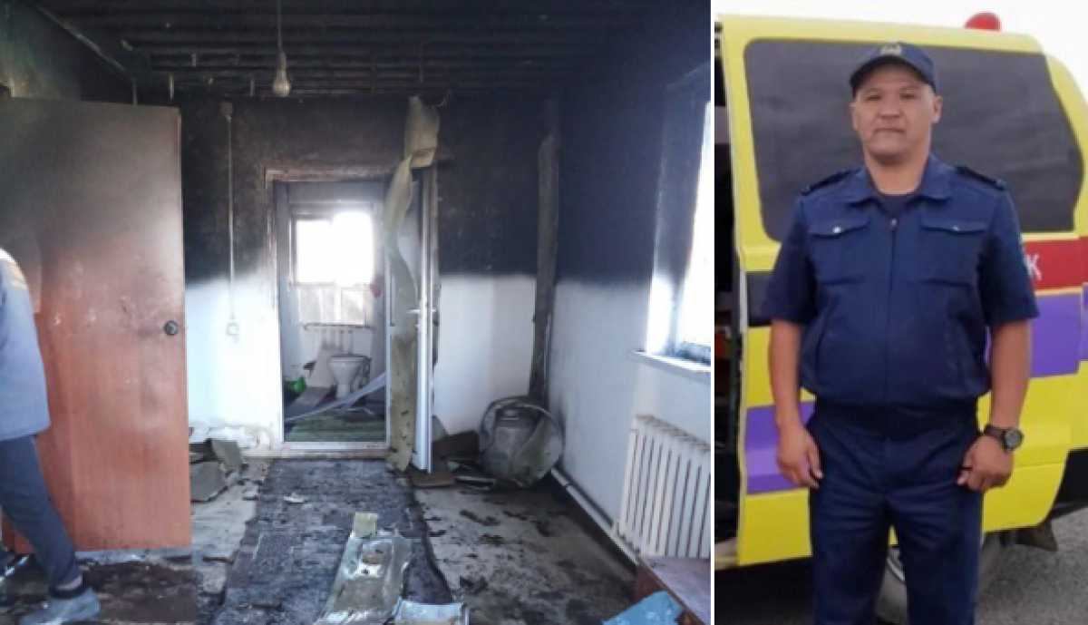 Полицейский, рискуя жизнью, спас семью из пожара в Актюбинской области