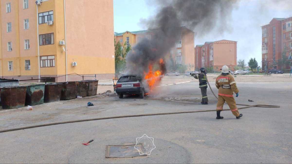 Автомобиль сгорел в Кызылорде