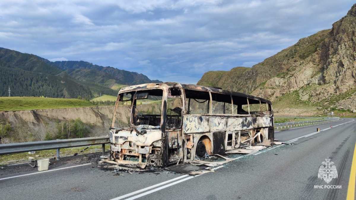 Автобус с 50 пассажирами, ехавший из Астаны, загорелся на трассе в России