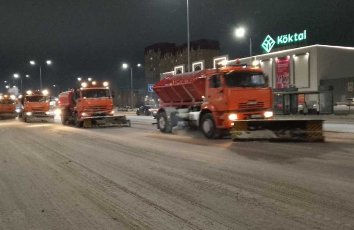 Около 2300 грузовиков снега за одну ночь вывезли из Астаны