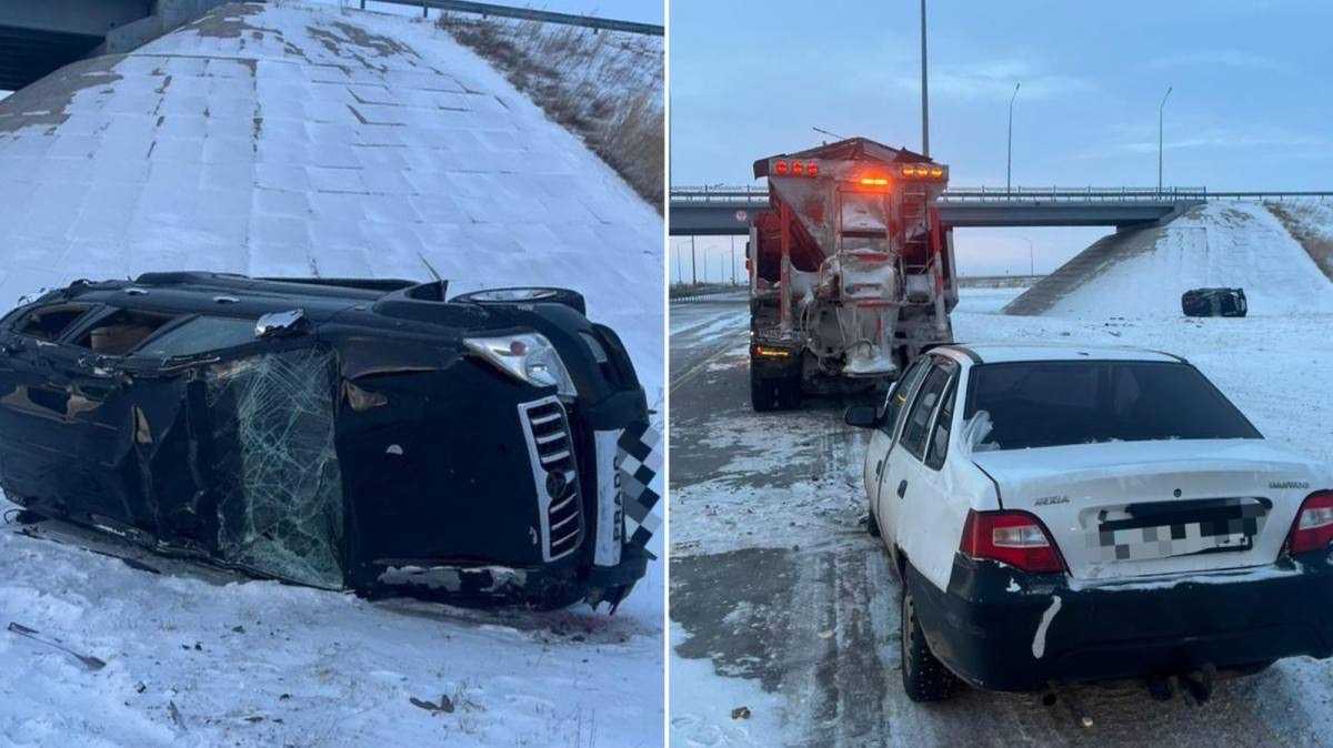 ДТП с участием трёх авто произошло на трассе в Акмолинской области