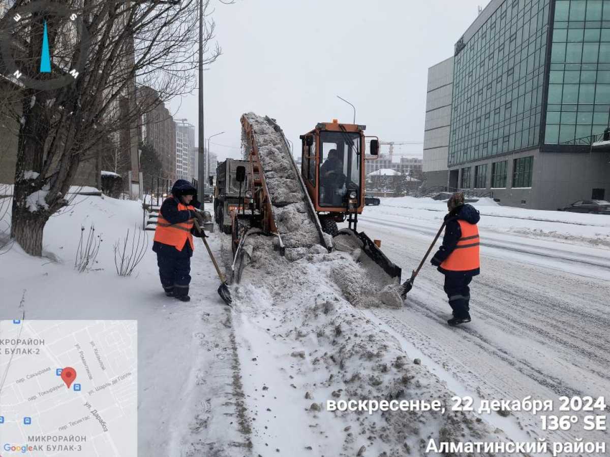 В работе по уборке снега в Астане задействовано более 2,6 тыс. дорожных рабочих