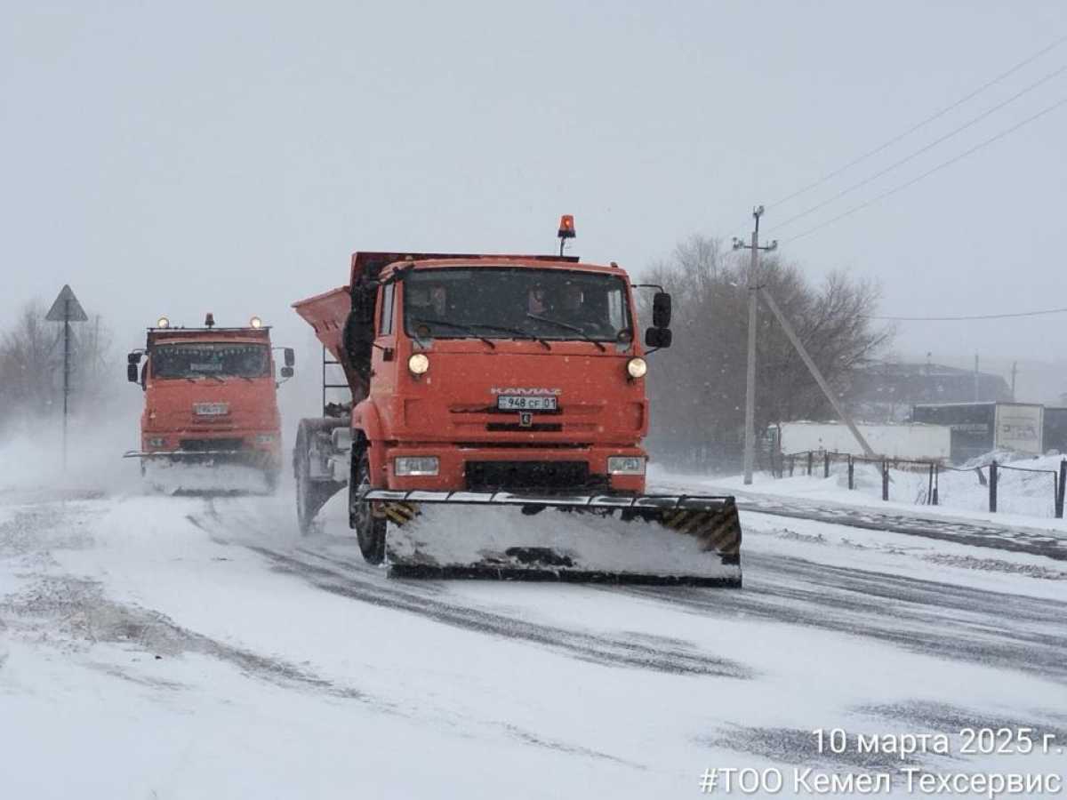 Более 1600 единиц спецтехники вышли днем на уборку снега в Астане