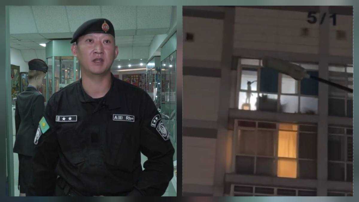 Боец СОБРа спас ребёнка в Алматы