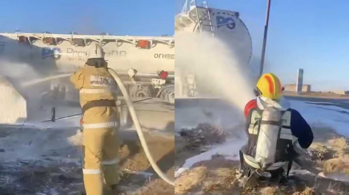 Пожарные предотвратили взрыв бензовоза в Атырауской области