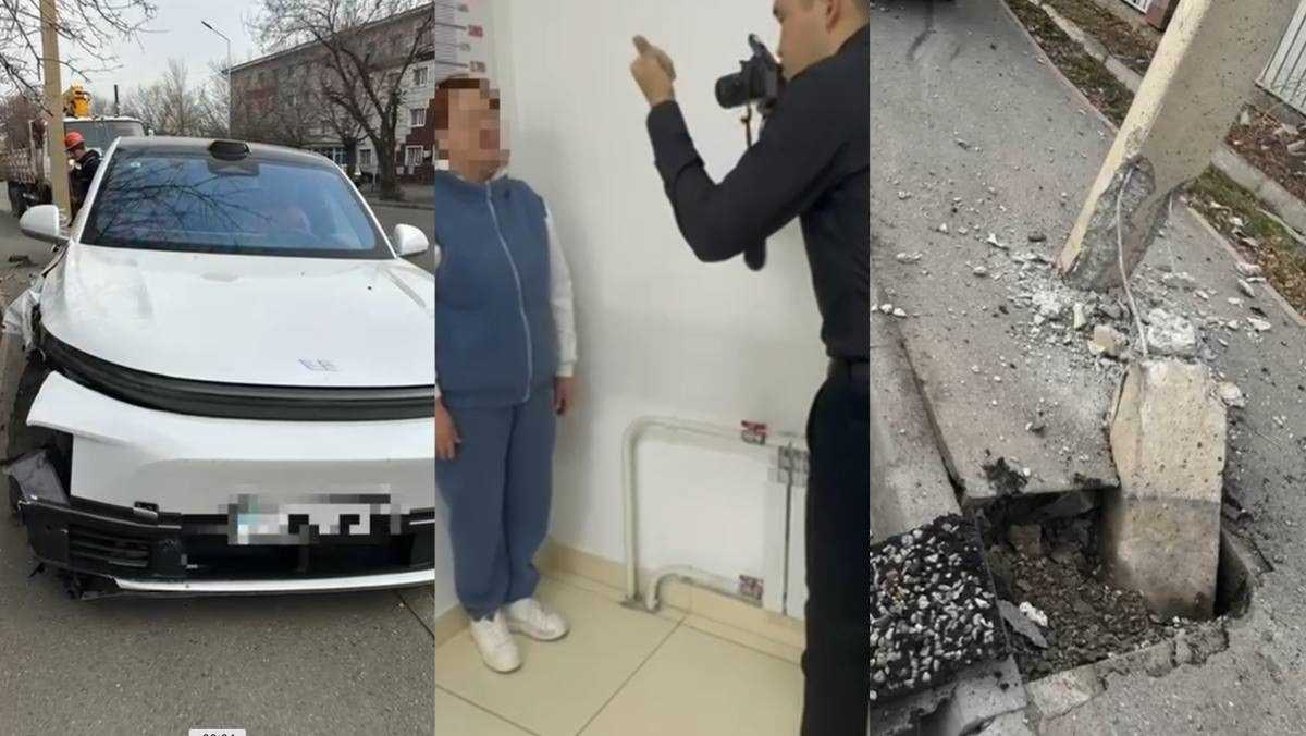 Пьяная автоледи врезалась в электроопору в Талдыкоргане