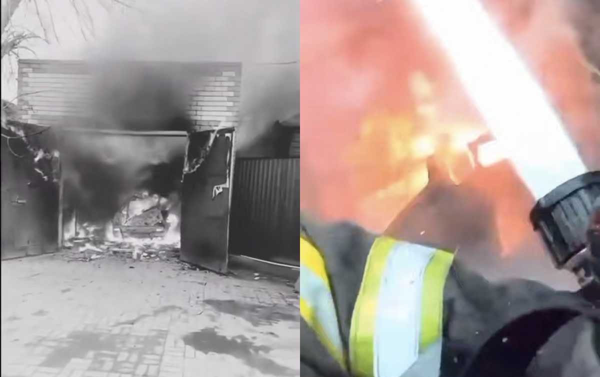 Гараж с автомобилями загорелся в Актобе: пожар едва не перекинулся на жилые дома