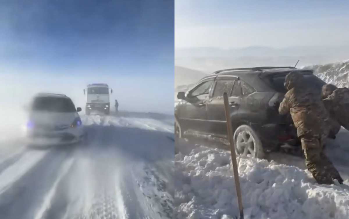 Более 40 автомобилей вызволили из снежного заноса в Жамбылской области