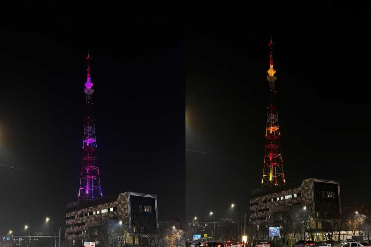 Ко Дню Независимости телебашня Алматы засияла в новом свете