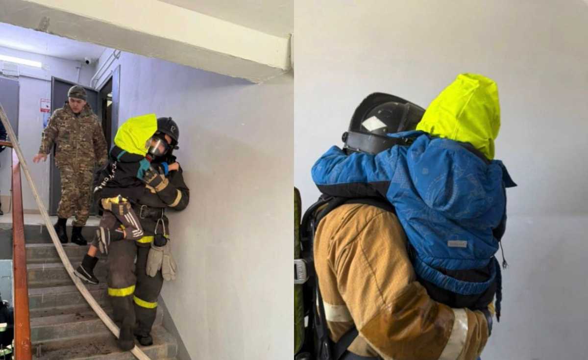 Двух детей спасли из горящей квартиры в Астане