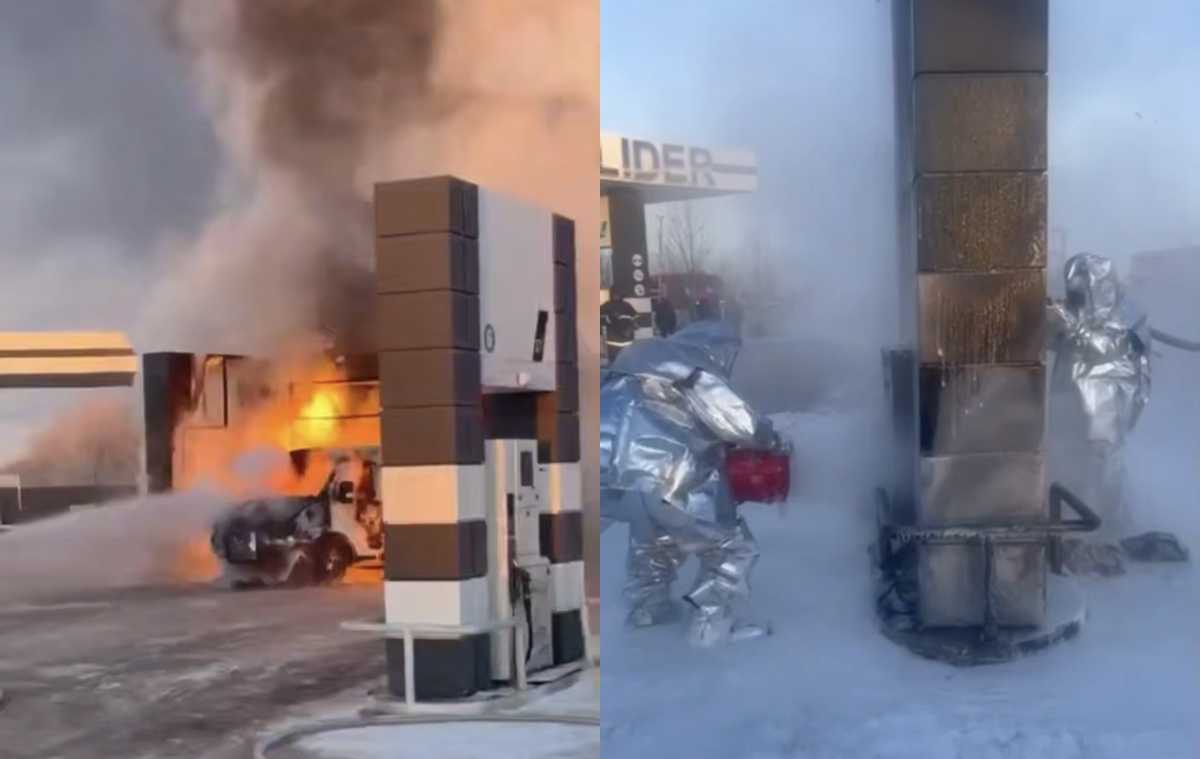 Автомобиль загорелся на газовой заправке в Актобе