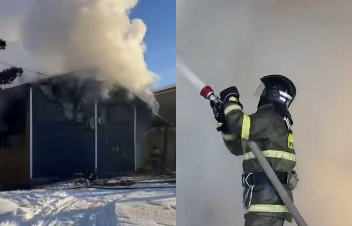 Пожар вспыхнул на базе отдыха в Костанайской области