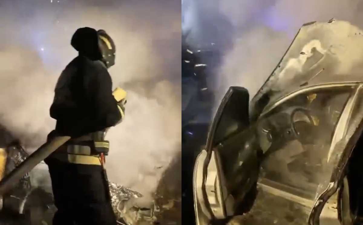 Автомобиль загорелся во дворе дома в Астане