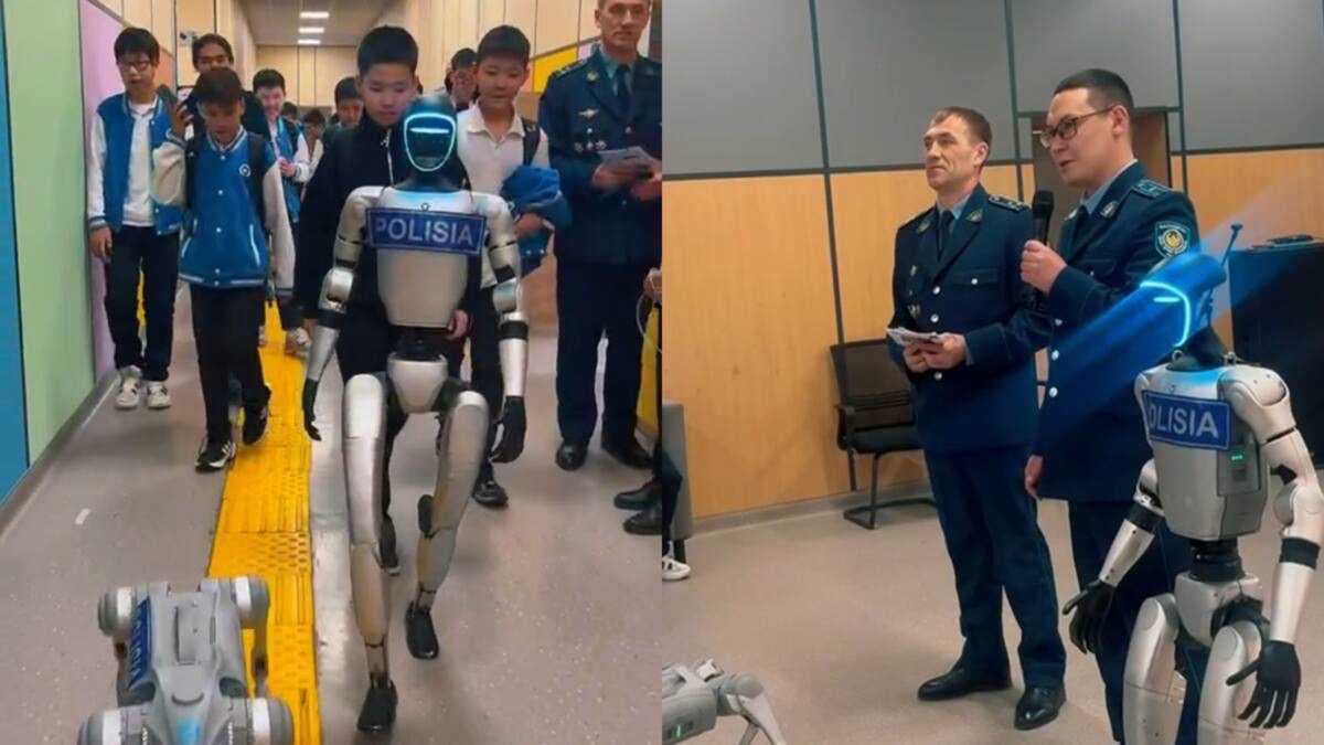 Робот-гуманоид и электронная собака проверили безопасность школы в Актобе