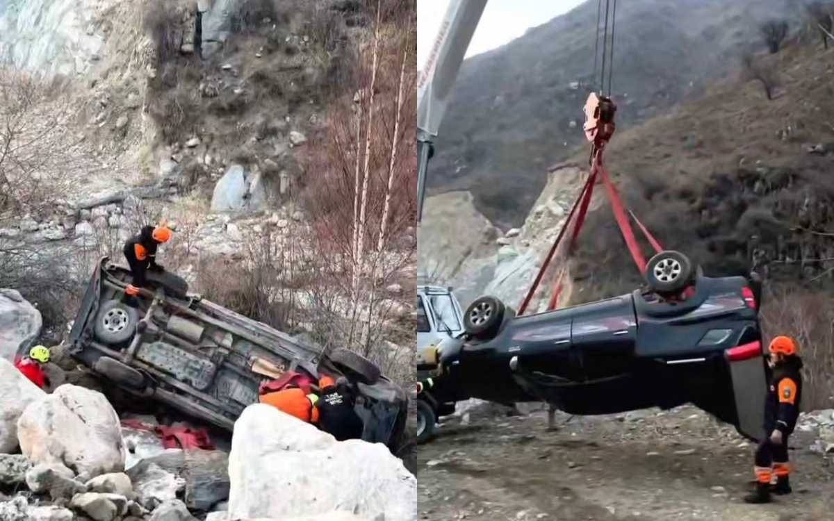 Автомобиль «застрял» в русле реки в Алматы