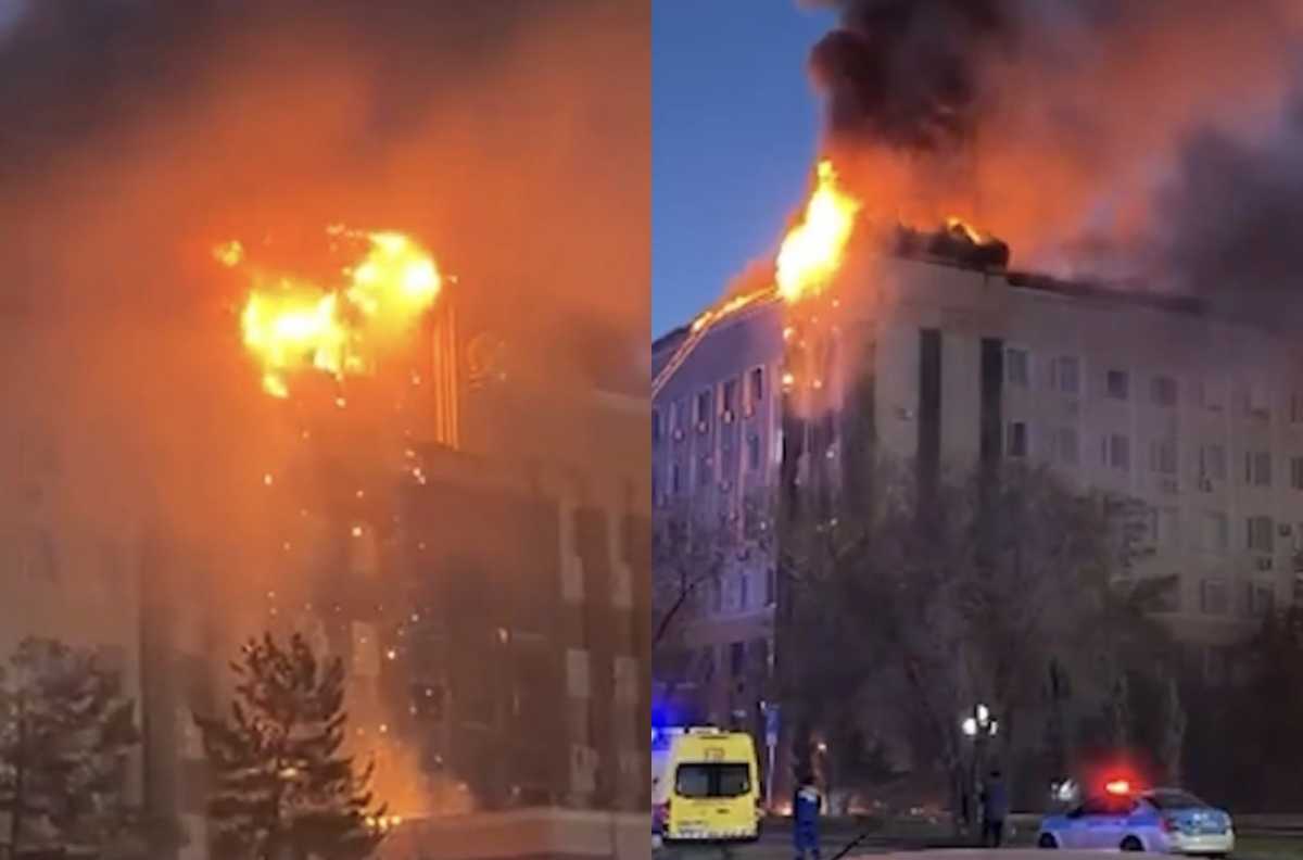 Названа предварительная причина пожара в акимате Актюбинской области