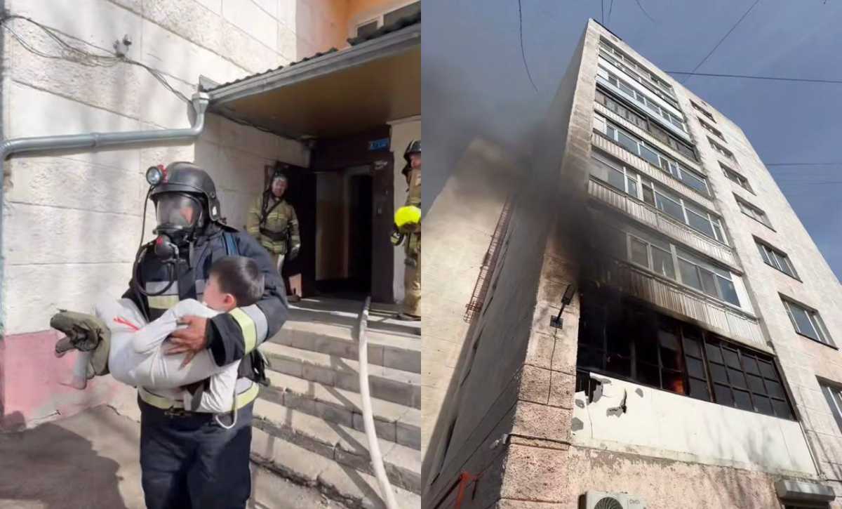 Девять детей спасли при пожаре в многоэтажке в Астане