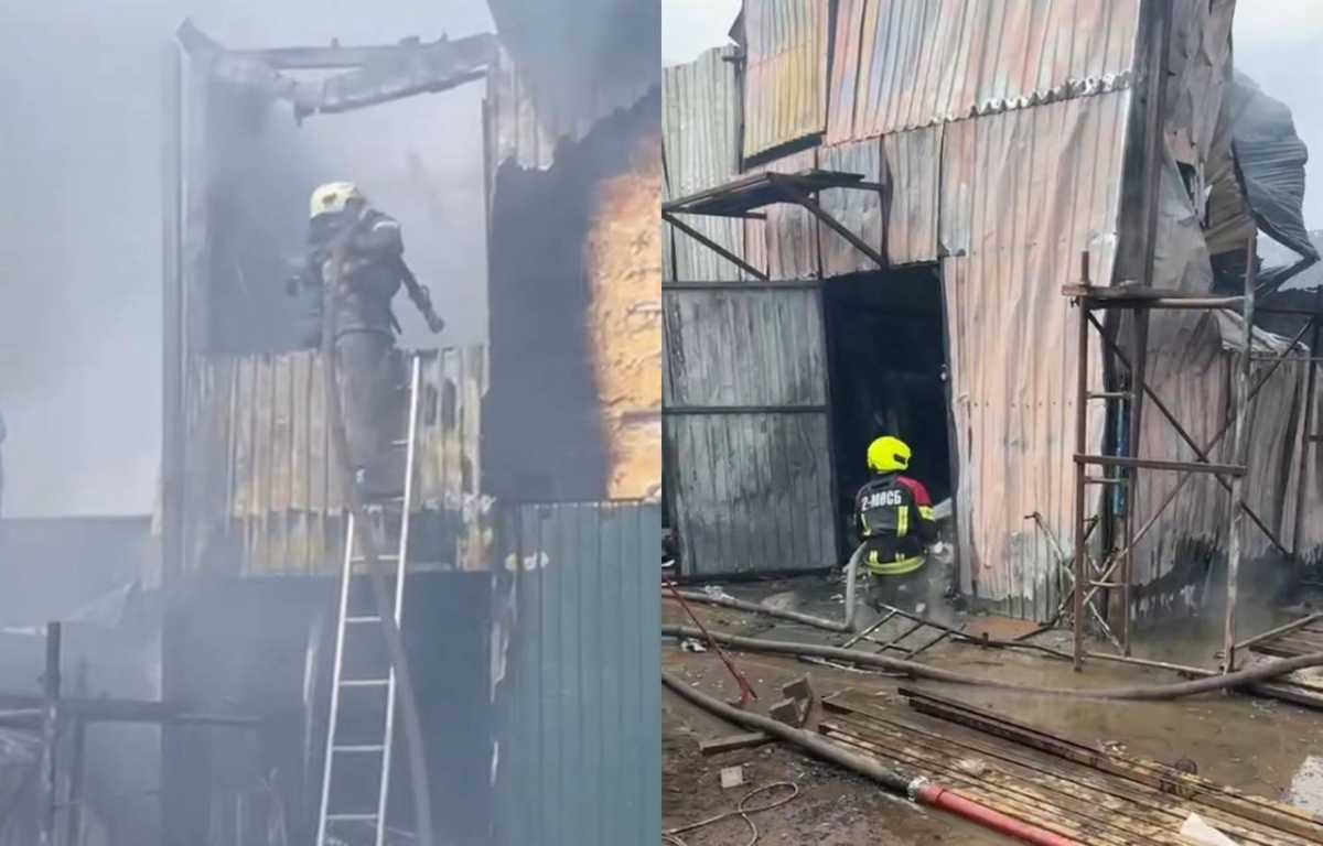 Пожар произошёл на строительном рынке в Алматинской области