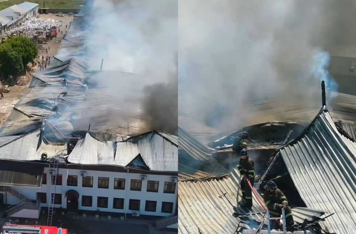 Более 100 человек тушили пожар в мебельном цехе в Туркестанской области