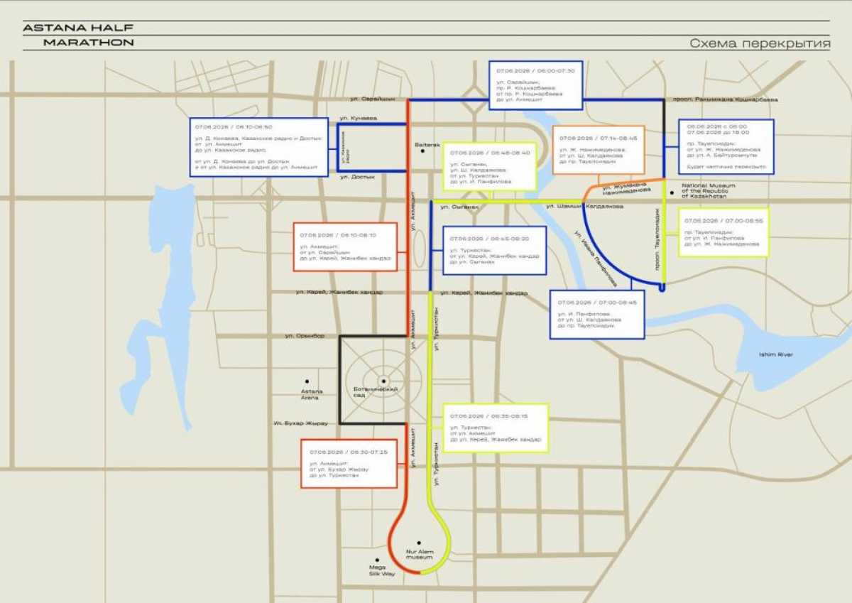 Какие улицы временно перекроют в столице в рамках Astana Half Marathon