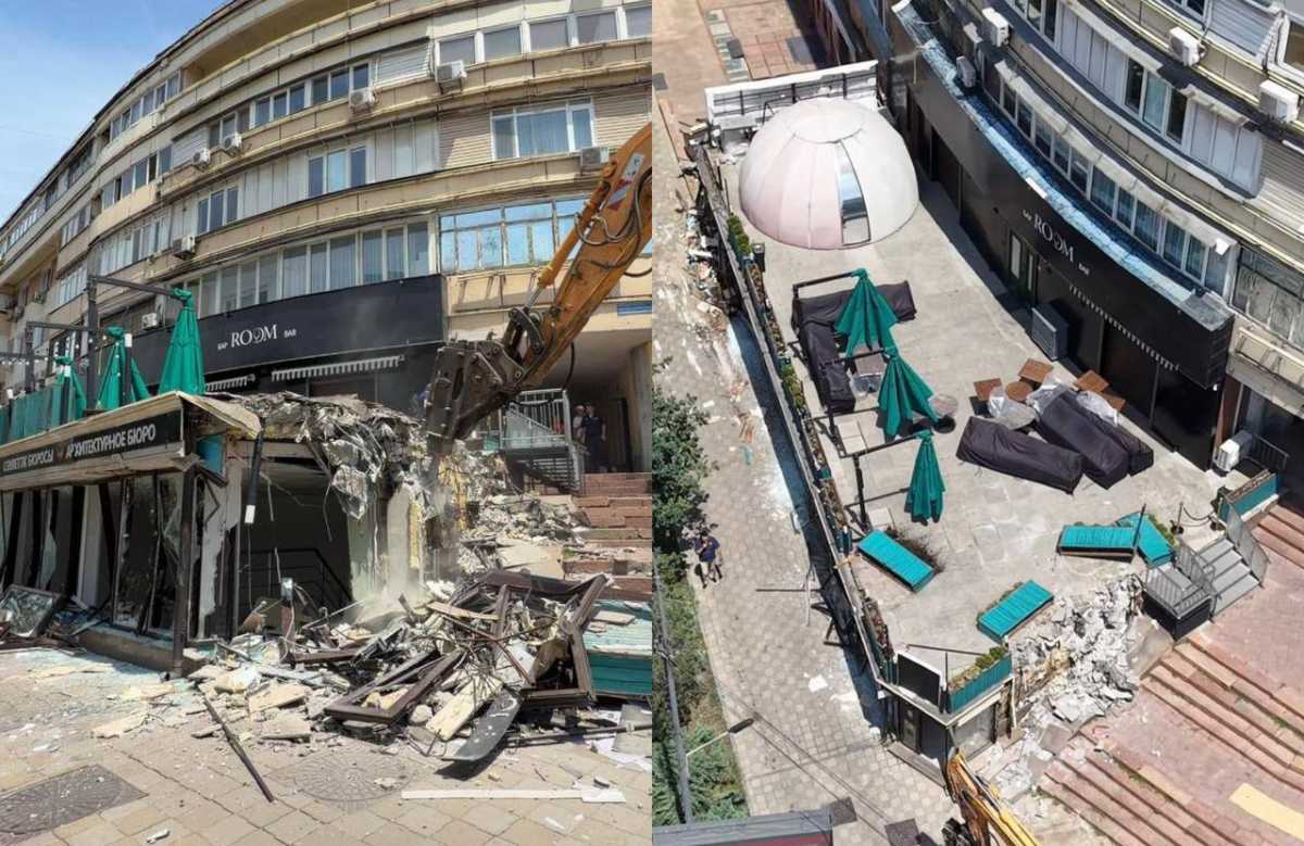 Крупную пристройку начали сносить в центре Алматы