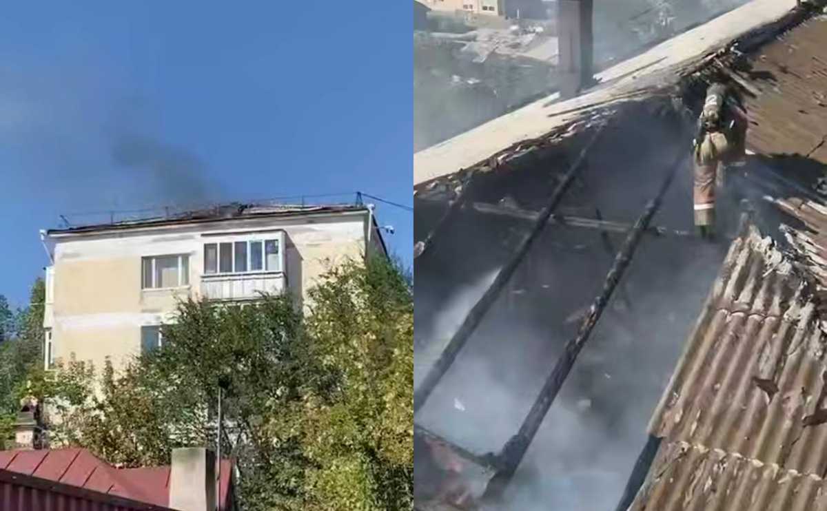 Кровля пятиэтажки загорелась в Астане