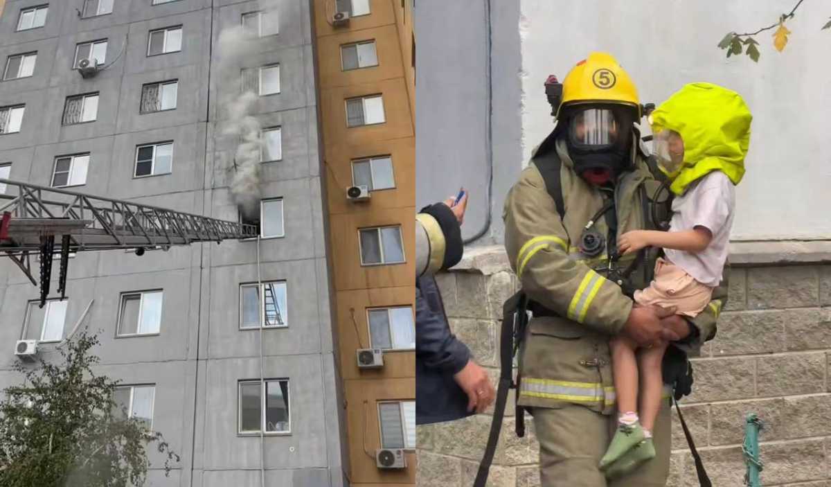 Пятерых детей спасли при пожаре в многоэтажке в Караганде