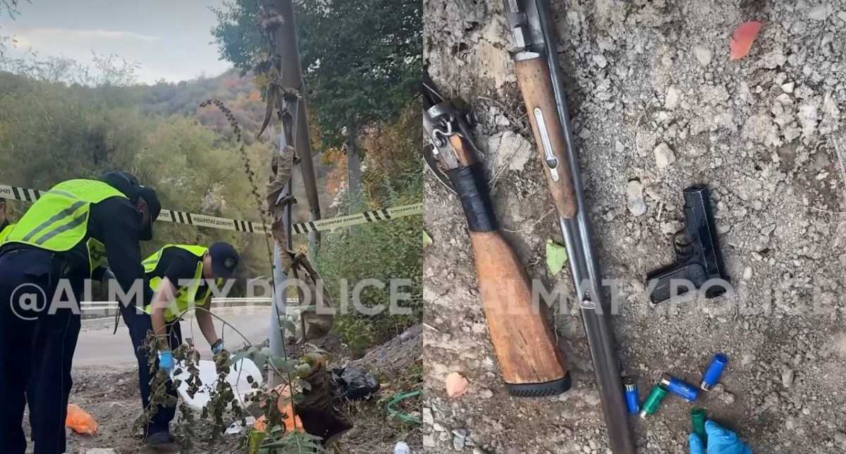 Ружьё, пистолет и патроны нашли в горах Алматы